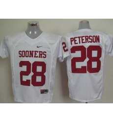 Sooners #28 Adrian Peterson White Embroidered NCAA Jerseys