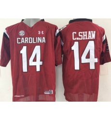 South Carolina Fighting Gamecocks #14 Connor Shaw Red SEC Patch Stitched NCAA Jersey