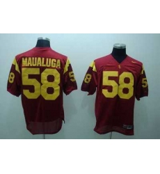 Trojans #58 Rey Maualuga Red Embroidered NCAA Jersey