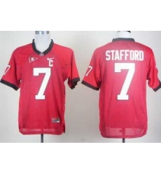 Georgia Bulldogs 7 Matthew Stafford Red C Patch College Football Jersey