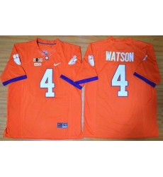 Clemson Tigers #4 Deshaun Watson Orange Limited 2016 College Football Playoff National Championship Patch Stitched NCAA Jersey