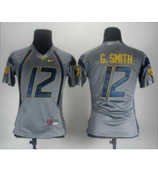 Women Nike West Virginia Mountaineers 12 Geno Smith Grey College Football NCAA Jerseys