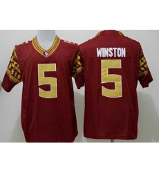 Seminoles #5 Jameis Winston Red Stitched NCAA Limited Jersey