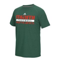 Miami Hurricanes Adidas Sideline Practice Football Ultimate Short Sleeve Climalite T-Shirt Green