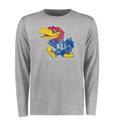 Kansas Jayhawks Big & Tall Classic Primary Long Sleeves T-Shirt Ash