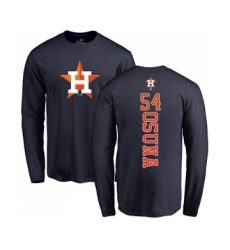 Baseball Houston Astros #54 Roberto Osuna Navy Blue Backer Long Sleeve T-Shirt