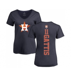 MLB Women's Nike Houston Astros #11 Evan Gattis Navy Blue Backer T-Shirt