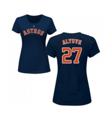 MLB Women's Nike Houston Astros #27 Jose Altuve Navy Blue Name & Number T-Shirt