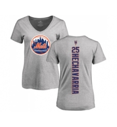 Baseball Women's New York Mets #25 Adeiny Hechavarria Ash Backer T-Shirt
