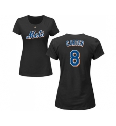 MLB Women's Nike New York Mets #8 Gary Carter Black Name & Number T-Shirt