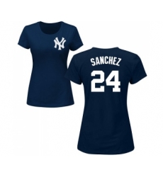 MLB Women's Nike New York Yankees #24 Gary Sanchez Navy Blue Name & Number T-Shirt