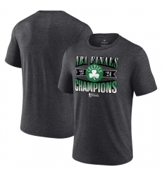 Men's Boston Celtics Heather Charcoal 2024 Finals Champions Full Court Pressure Retro Tri-Blend T-Shirt