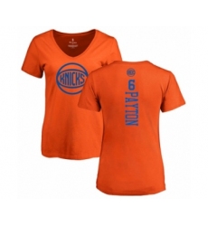 Basketball Women's New York Knicks #6 Elfrid Payton Orange One Color Backer Slim-Fit V-Neck T-Shirt