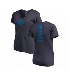 Basketball Women's Oklahoma City Thunder #31 Mike Muscala Navy Blue One Color Backer Slim-Fit V-Neck T-Shirt