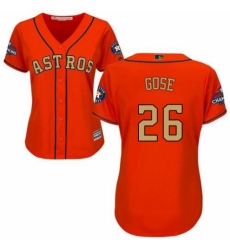 Women's Majestic Houston Astros #26 Anthony Gose Authentic Orange Alternate 2018 Gold Program Cool Base MLB Jersey