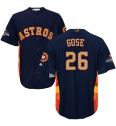 Youth Majestic Houston Astros #26 Anthony Gose Authentic Navy Blue Alternate 2018 Gold Program Cool Base MLB Jersey