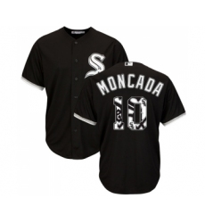 Men's Majestic Chicago White Sox #10 Yoan Moncada Authentic Black Team Logo Fashion Cool Base MLB Jerseys