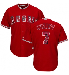 Men's Majestic Los Angeles Angels of Anaheim #7 Zack Cozart Authentic Red Team Logo Fashion Cool Base MLB Jersey