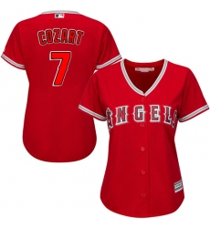 Women's Majestic Los Angeles Angels of Anaheim #7 Zack Cozart Authentic Red Alternate MLB Jersey