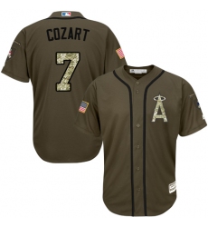 Youth Majestic Los Angeles Angels of Anaheim #7 Zack Cozart Authentic Green Salute to Service MLB Jersey