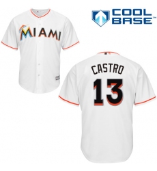 Youth Majestic Miami Marlins #13 Starlin Castro Replica White Home Cool Base MLB Jersey