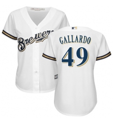 Women's Majestic Milwaukee Brewers #49 Yovani Gallardo Authentic White Home Cool Base MLB Jersey