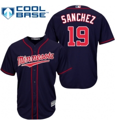 Men's Majestic Minnesota Twins #19 Anibal Sanchez Replica Navy Blue Alternate Road Cool Base MLB Jersey
