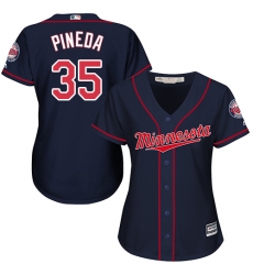 Women's Majestic Minnesota Twins #35 Michael Pineda Replica Navy Blue Alternate Road Cool Base MLB Jersey