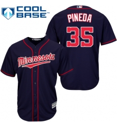 Youth Majestic Minnesota Twins #35 Michael Pineda Authentic Navy Blue Alternate Road Cool Base MLB Jersey