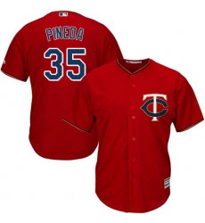 Youth Majestic Minnesota Twins #35 Michael Pineda Authentic Scarlet Alternate Cool Base MLB Jersey