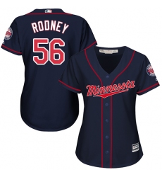 Women's Majestic Minnesota Twins #56 Fernando Rodney Replica Navy Blue Alternate Road Cool Base MLB Jersey