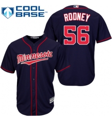 Youth Majestic Minnesota Twins #56 Fernando Rodney Replica Navy Blue Alternate Road Cool Base MLB Jersey