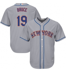 Men's Majestic New York Mets #19 Jay Bruce Replica Grey Road Cool Base MLB Jersey