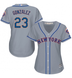 Women's Majestic New York Mets #23 Adrian Gonzalez Replica Grey Road Cool Base MLB Jersey