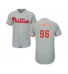 Men's Philadelphia Phillies #96 Tommy Hunter Grey Road Flex Base Authentic Collection Baseball Jersey