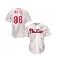 Men's Philadelphia Phillies #96 Tommy Hunter Replica White Red Strip Home Cool Base Baseball Jersey