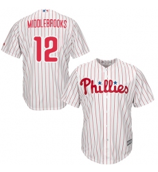Youth Majestic Philadelphia Phillies #12 Will Middlebrooks Authentic White/Red Strip Home Cool Base MLB Jersey