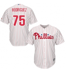 Men's Majestic Philadelphia Phillies #75 Francisco Rodriguez Replica White/Red Strip Home Cool Base MLB Jersey