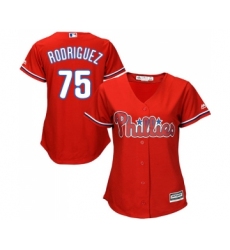 Women's Philadelphia Phillies #75 Francisco Rodriguez Replica Red Alternate Cool Base Baseball Jersey