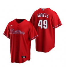 Men's Nike Philadelphia Phillies #49 Jake Arrieta Red Alternate Stitched Baseball Jersey