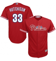 Youth Majestic Philadelphia Phillies #33 Drew Hutchison Replica Red Alternate Cool Base MLB Jersey