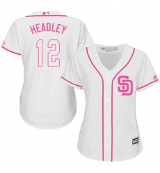 Women's Majestic San Diego Padres #12 Chase Headley Replica White Fashion Cool Base MLB Jersey