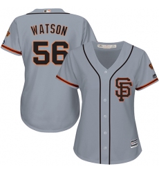 Women's Majestic San Francisco Giants #56 Tony Watson Replica Grey Road 2 Cool Base MLB Jersey