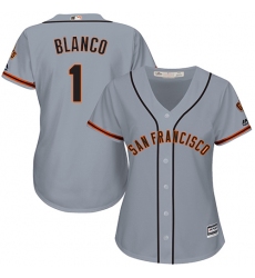 Women's Majestic San Francisco Giants #1 Gregor Blanco Replica Grey Road Cool Base MLB Jersey