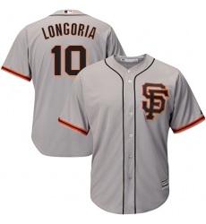 Men's Majestic San Francisco Giants #10 Evan Longoria Replica Grey Road 2 Cool Base MLB Jersey