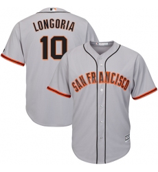 Youth Majestic San Francisco Giants #10 Evan Longoria Authentic Grey Road Cool Base MLB Jersey