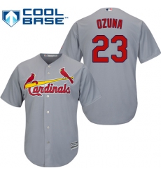Youth Majestic St. Louis Cardinals #23 Marcell Ozuna Authentic Grey Road Cool Base MLB Jersey