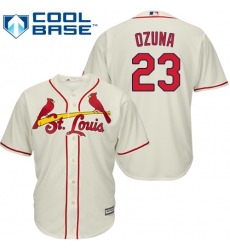 Youth Majestic St. Louis Cardinals #23 Marcell Ozuna Replica Cream Alternate Cool Base MLB Jersey