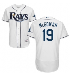 Men's Majestic Tampa Bay Rays #19 Dustin McGowan White Home Flex Base Authentic Collection MLB Jersey
