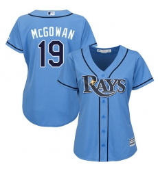 Women's Majestic Tampa Bay Rays #19 Dustin McGowan Authentic Light Blue Alternate 2 Cool Base MLB Jersey